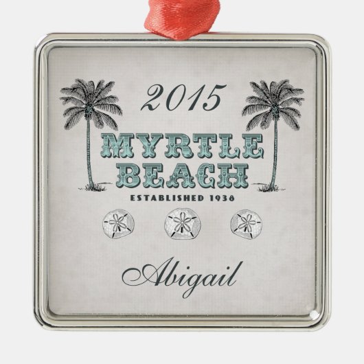 Gepersonaliseerde  Myrtle Beach South Carolina Metalen Ornament (Voorkant)
