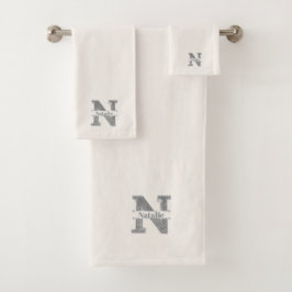 Gepersonaliseerde N Initiaal Silver Monogram Jouw  Bad Handdoek