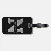 Gepersonaliseerde N Initiaal Silver Monogram Jouw  Bagagelabel (Achterkant horizontaal)
