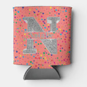 Gepersonaliseerde N Initiaal Silver Monogram Jouw  Blikjeskoeler (Voorkant)