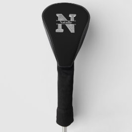 Gepersonaliseerde N Initiaal Silver Monogram Jouw  Golfheadcover