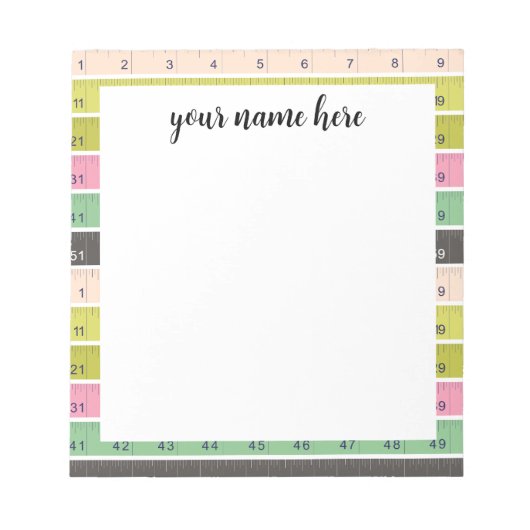 Gepersonaliseerde naaien meetband notitieblok (Voorkant)