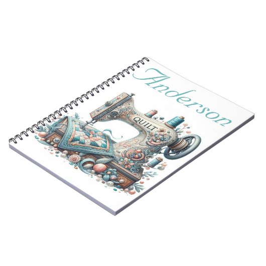 Gepersonaliseerde naaimachine notitieboek (Linkerzijde)