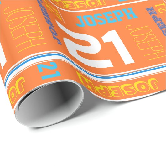 Gepersonaliseerde naam 21e verjaardagssport omslag cadeaupapier (Rol Hoek)