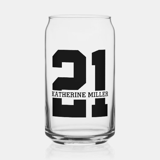 Gepersonaliseerde naam 21ste verjaardag Modern Blikvorm Glas (Voorkant)