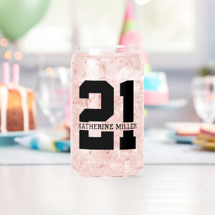 Gepersonaliseerde naam 21ste verjaardag Modern Blikvorm Glas