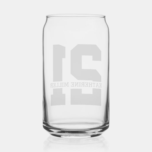 Gepersonaliseerde naam 21ste verjaardag Modern Blikvorm Glas (Achterkant)