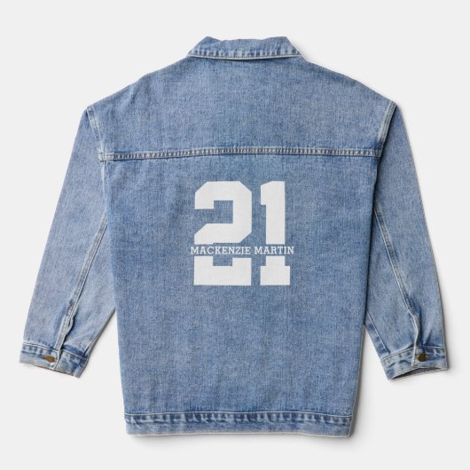 Gepersonaliseerde naam 21ste verjaardag Modern Denim Jacket (Achterkant)