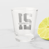 Gepersonaliseerde naam 21ste verjaardag Modern Shot Glas (Achterkant)