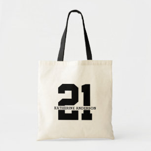Gepersonaliseerde naam 21ste verjaardag Modern Tote Bag