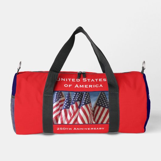 Gepersonaliseerde naam 250ste Jubileum USA Flags Plunjezak (Achterkant)