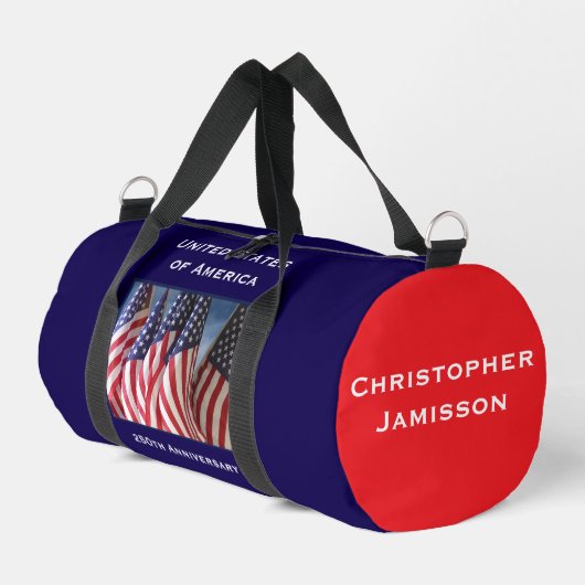 Gepersonaliseerde naam 250ste Jubileum USA Flags Plunjezak (Linkerhoek)