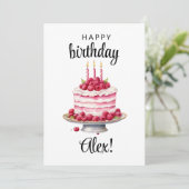 Gepersonaliseerde Naam 3e Verjaardag Cake Kaart (Staand voorkant)