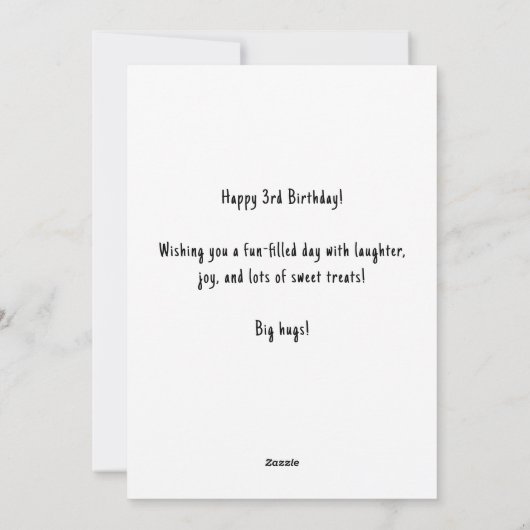 Gepersonaliseerde Naam 3e Verjaardag Cake Kaart (Achterkant)