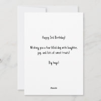 Gepersonaliseerde Naam 3e Verjaardag Cake Kaart