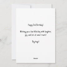 Gepersonaliseerde Naam 3e Verjaardag Cake Kaart