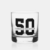 Gepersonaliseerde naam 50e verjaardag Modern Whisky Glas (Voorkant)