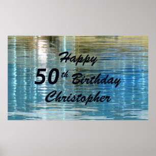 Gepersonaliseerde naam 50ste verjaardag Reflection Poster