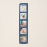 Gepersonaliseerde naam 5 Fotocollage Sjaal<br><div class="desc">Gepersonaliseerde familienaam 5 Fotocollage Sjaal Aangepaste foto's marineblauw sjabloon met gepersonaliseerde en unieke persoonlijke collage,  modern en cool afbeelding rooster voor een prachtig familiegift idee.</div>