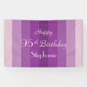 Gepersonaliseerde naam 95e verjaardag Paarse strep Spandoek (Horizontaal)