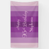 Gepersonaliseerde naam 95e verjaardag Paarse strep Spandoek (Verticaal)