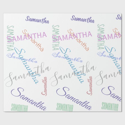 Gepersonaliseerde naam Aangepast kleurrijk inpakpa Cadeaupapier (Vlak)