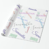 Gepersonaliseerde naam Aangepast kleurrijk inpakpa Cadeaupapier (Uitgerold)