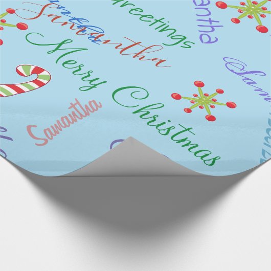 Gepersonaliseerde Naam Aangepaste Kerst Verpakking Cadeaupapier (Hoek)