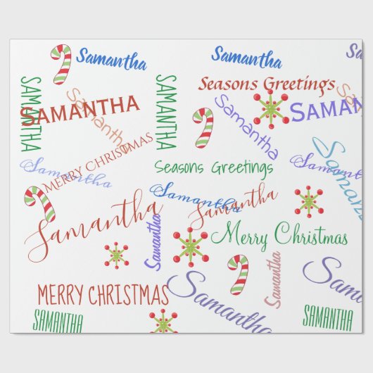 Gepersonaliseerde Naam Aangepaste Kerst Verpakking Cadeaupapier (Vlak)