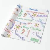 Gepersonaliseerde Naam Aangepaste Kerst Verpakking Cadeaupapier (Uitgerold)