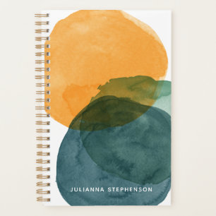 Gepersonaliseerde naam Aardse Abstracte Waterverf  Planner