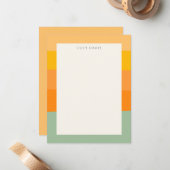 Gepersonaliseerde naam Aardse gedempte pastelstrep Notitiekaartje (Voorkant / Achterkant in situ)