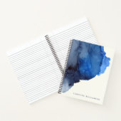 Gepersonaliseerde naam Abstract Blauw Modern Elega Notitieboek (Binnen)