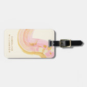 Gepersonaliseerde naam Abstract Roze Gele Waterver Bagagelabel (Voorkant horizontaal)