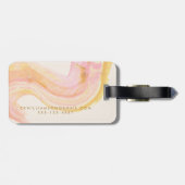 Gepersonaliseerde naam Abstract Roze Gele Waterver Bagagelabel (Achterkant horizontaal)