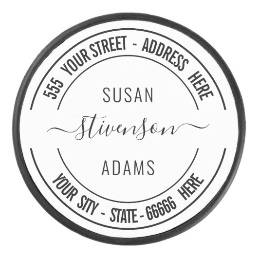 Gepersonaliseerde Naam Adres Aangepaste Tekst Hock Hockey Puck (Voorkant)