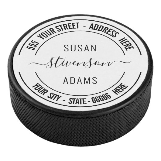 Gepersonaliseerde Naam Adres Aangepaste Tekst Hock Hockey Puck (3/4)