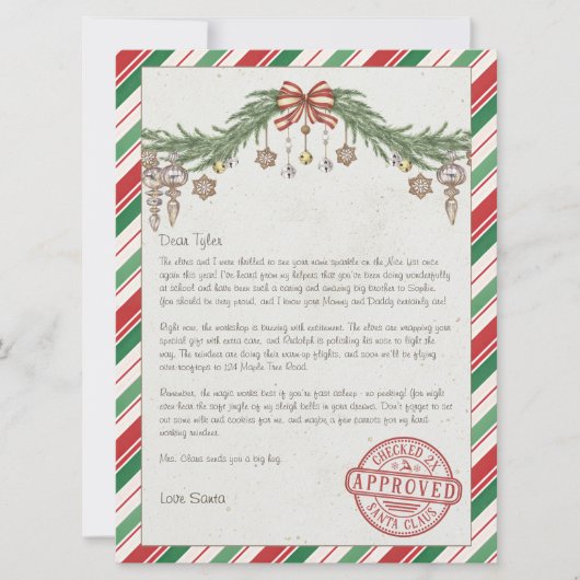 Gepersonaliseerde naam & adres Brief van de Kerstm Feestdagenkaart (Voorkant)