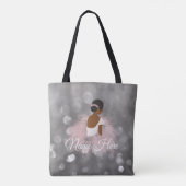 Gepersonaliseerde naam Afrikaanse Amerikaanse Ball Tote Bag (Achterkant)