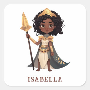 Gepersonaliseerde naam Afrikaanse kleine ridder kr Vierkante Sticker