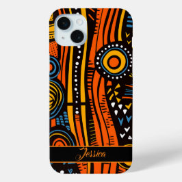 Gepersonaliseerde naam Afrikaanse print iPhone 15 Mini Hoesje
