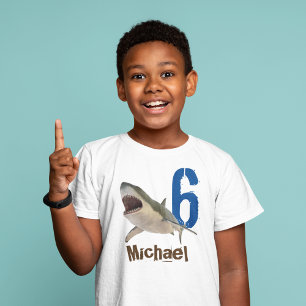 Gepersonaliseerde naam Age Great White Shark T-shirt