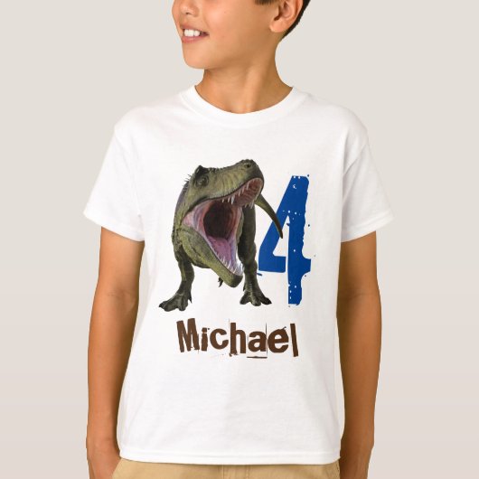 Gepersonaliseerde naam Age T-Rex Tyrannosaurus T-shirt (Voorkant)