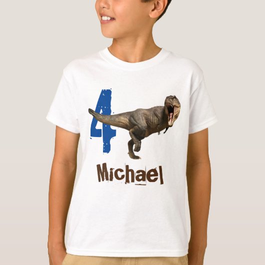 Gepersonaliseerde naam Age T-Rex Tyrannosaurus T-shirt (Voorkant)