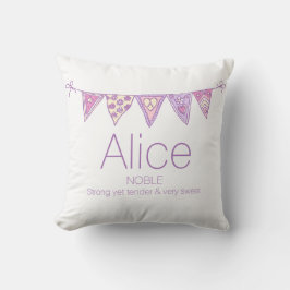 Gepersonaliseerde naam Alice bunting roze paarse c Kussen