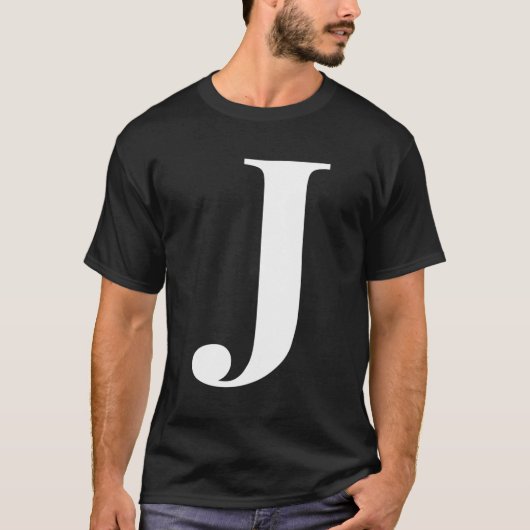 Gepersonaliseerde naam Alphabet Initiaal Letter J T-shirt (Voorkant)
