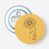 Gepersonaliseerde naam April daisy Geboorte Bloem Button Flesopener (Voorkant)