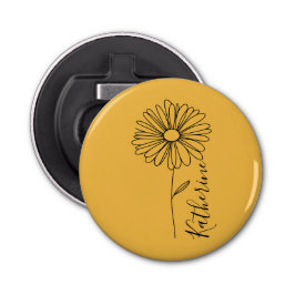 Gepersonaliseerde naam April daisy Geboorte Bloem Button Flesopener