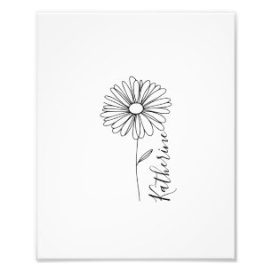 Gepersonaliseerde naam April daisy Geboorte Bloem Foto Afdruk