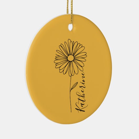 Gepersonaliseerde naam April daisy Geboorte Bloem Keramisch Ornament (Rechts)